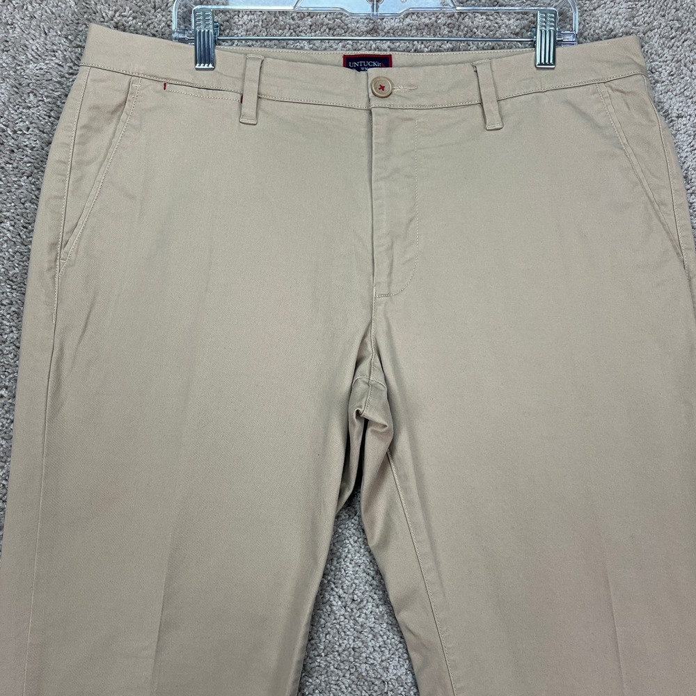 UNTUCKit Mens Tan Straight Fit Chinos Pants‎ Size 36x32 Cotton Blend Golf